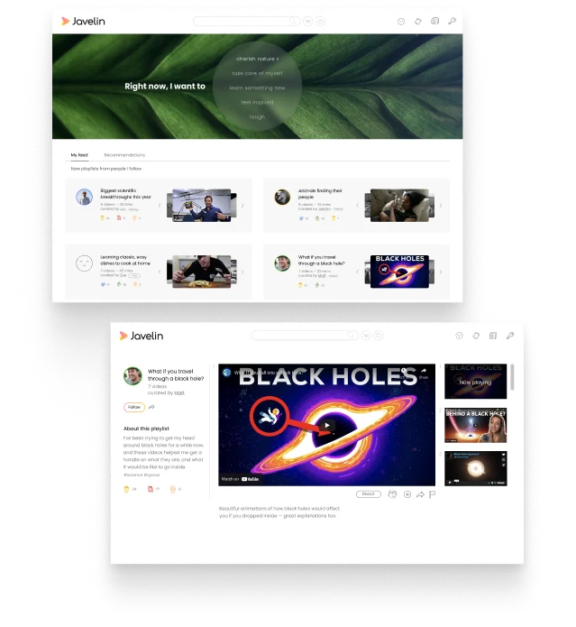 Javelin video curation platform